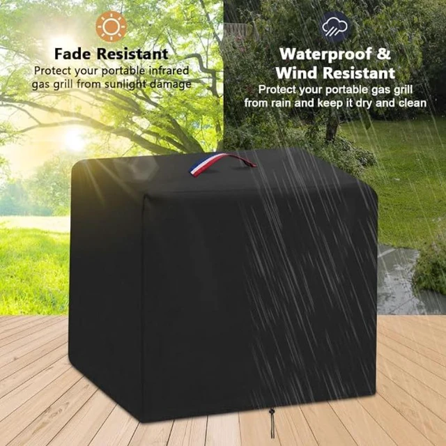 Alt view image 3 of 6 - Black Tabletop Infrared Grill Cover, HeavyDuty Oxford Fabric Outdoor Countertop BBQ Grill Protector with Top Handle and Drawstring