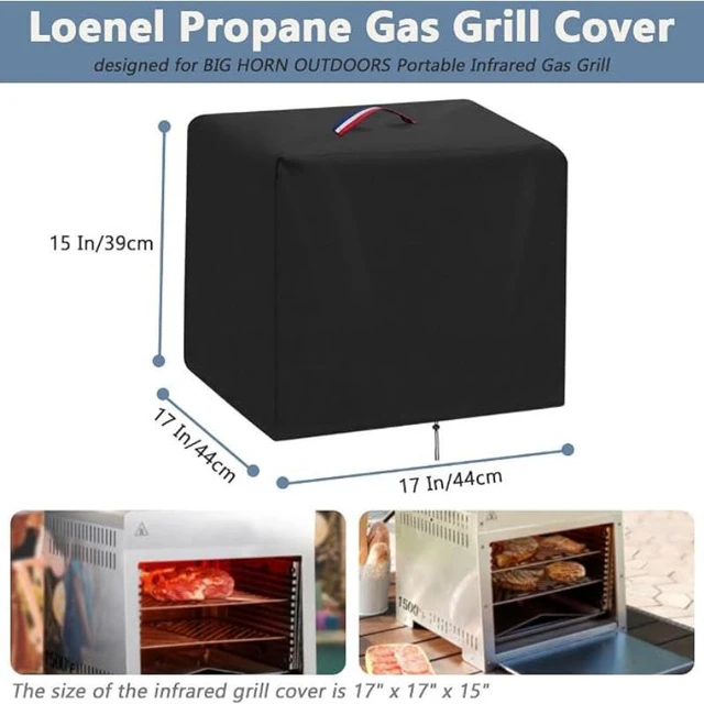 Alt view image 2 of 6 - Black Tabletop Infrared Grill Cover, HeavyDuty Oxford Fabric Outdoor Countertop BBQ Grill Protector with Top Handle and Drawstring