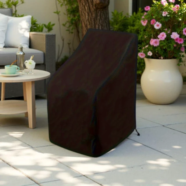 Alt view image 3 of 5 - Black Stackable Chair Cover, HeavyDuty Oxford Fabric Outdoor Stacked Patio Chair Protector with Drawstring