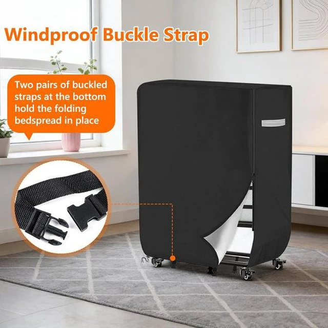Alt view image 5 of 6 - Black Folding Bed Cover, HeavyDuty Oxford Fabric Outdoor Folding Cot Protector with Side Zipper and Label Pocket