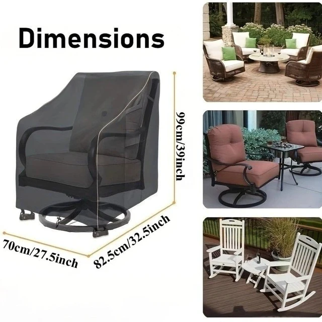 Alt view image 2 of 5 - Black Outdoor Swivel Chair Cover, HeavyDuty Oxford Fabric Patio Rotating Chair Protector with Drawstring and Buckle
