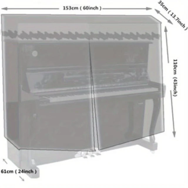 Alt view image 3 of 7 - Black Upright Piano Full Cover, HeavyDuty Oxford Cloth Full Wrap Household Vertical Piano Protector with Storage Bag