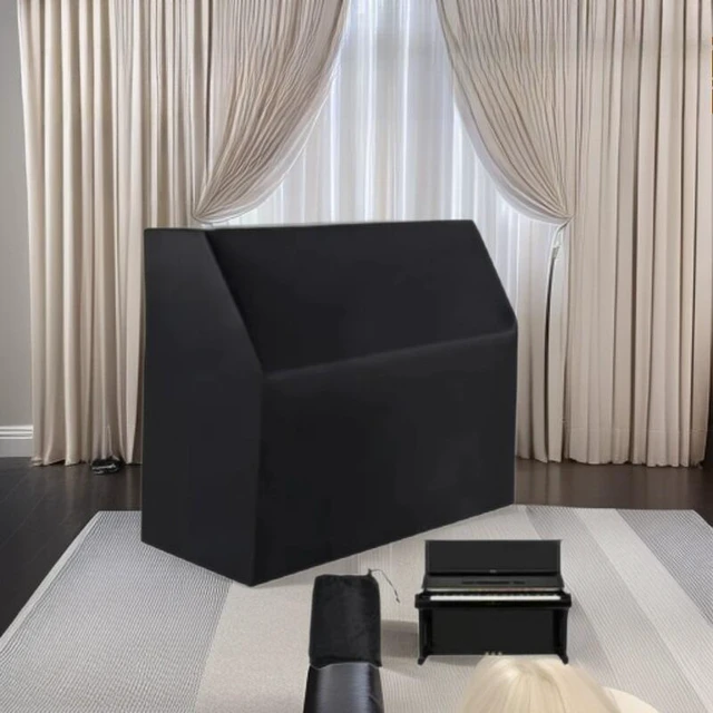 Alt view image 2 of 7 - Black Upright Piano Full Cover, HeavyDuty Oxford Cloth Full Wrap Household Vertical Piano Protector with Storage Bag
