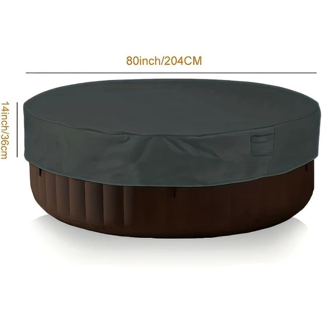 Alt view image 2 of 6 - Black Round Hot Tub Cover, HeavyDuty Oxford Fabric Outdoor Inflatable SPA Bathtub Protector with Side Handles