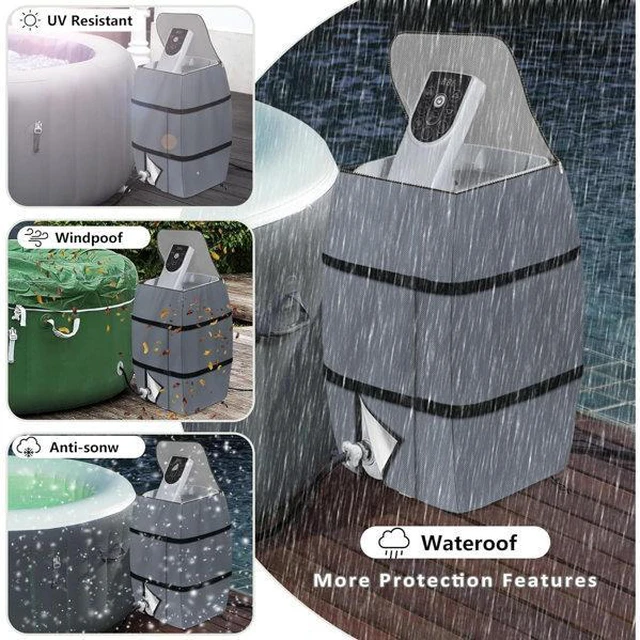 Alt view image 5 of 5 - Grey Hot Tub SPA Heater Pump Cover, HeavyDuty Oxford Fabric Outdoor Water Therapy Circulation Pump Protector with Mesh Zipper Top