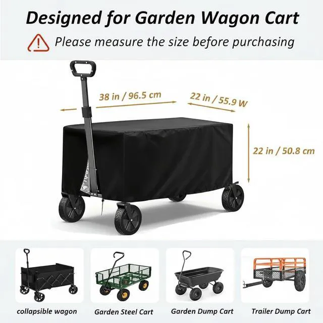Alt view image 2 of 7 - Black Outdoor Wagon Cart Cover, HeavyDuty Oxford Fabric Camping Folding Utility Travel Wagon Waterproof UVResistant Protector