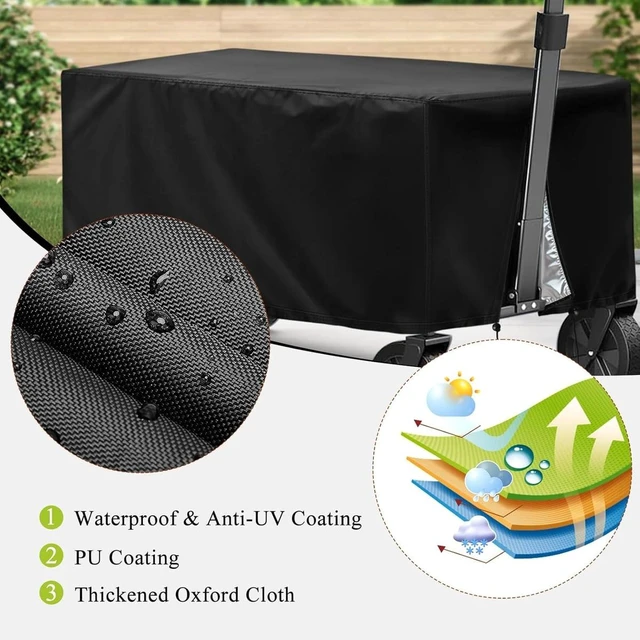 Alt view image 6 of 7 - Black Outdoor Wagon Cart Cover, HeavyDuty Oxford Fabric Camping Folding Utility Travel Wagon Waterproof UVResistant Protector