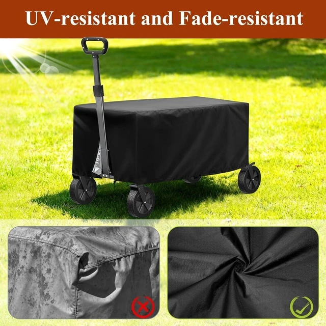 Alt view image 4 of 7 - Black Outdoor Wagon Cart Cover, HeavyDuty Oxford Fabric Camping Folding Utility Travel Wagon Waterproof UVResistant Protector