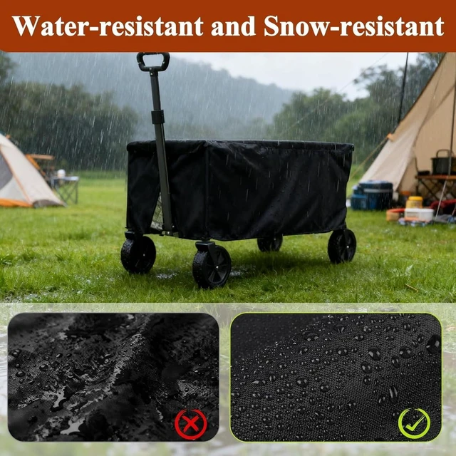 Alt view image 3 of 7 - Black Outdoor Wagon Cart Cover, HeavyDuty Oxford Fabric Camping Folding Utility Travel Wagon Waterproof UVResistant Protector