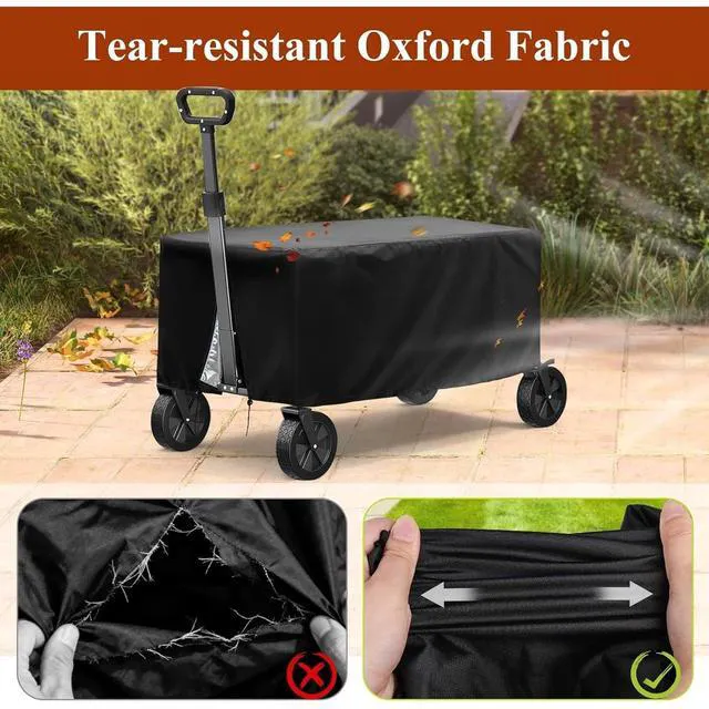 Alt view image 5 of 7 - Black Outdoor Wagon Cart Cover, HeavyDuty Oxford Fabric Camping Folding Utility Travel Wagon Waterproof UVResistant Protector