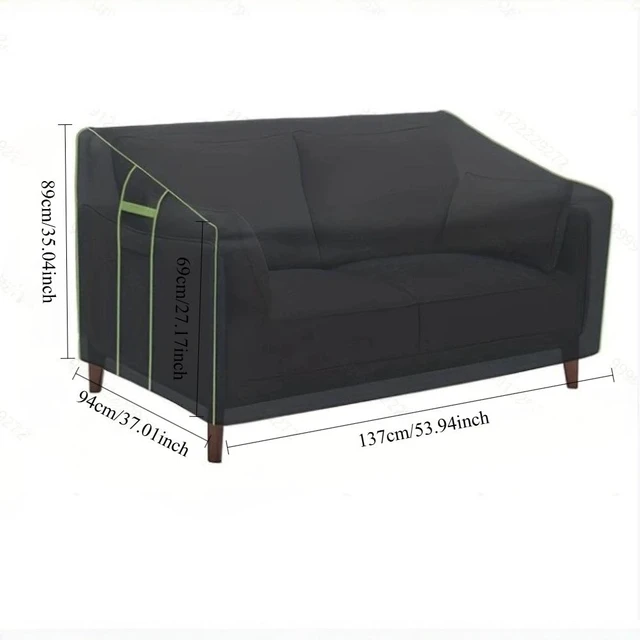 Alt view image 2 of 7 - Black Outdoor Loveseat Cover, HeavyDuty Oxford Fabric Patio 2Seater Sofa Protector with Air Vent and Drawstring