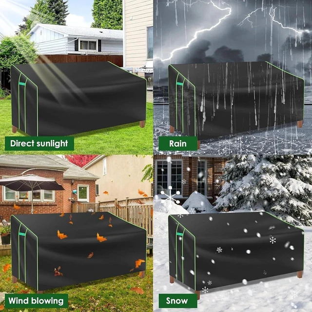 Alt view image 4 of 7 - Black Outdoor Loveseat Cover, HeavyDuty Oxford Fabric Patio 2Seater Sofa Protector with Air Vent and Drawstring