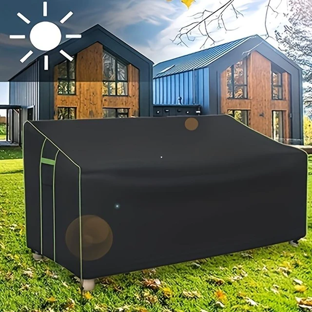 Alt view image 3 of 7 - Black Outdoor Loveseat Cover, HeavyDuty Oxford Fabric Patio 2Seater Sofa Protector with Air Vent and Drawstring