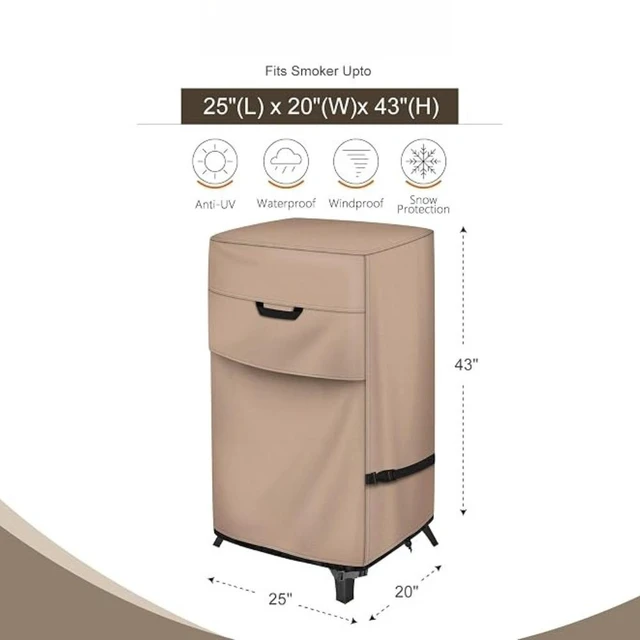 Alt view image 2 of 5 - Khaki Electric Smoker Cover, HeavyDuty Oxford Fabric Outdoor Vertical Electric Smoker Waterproof UVResistant Protector