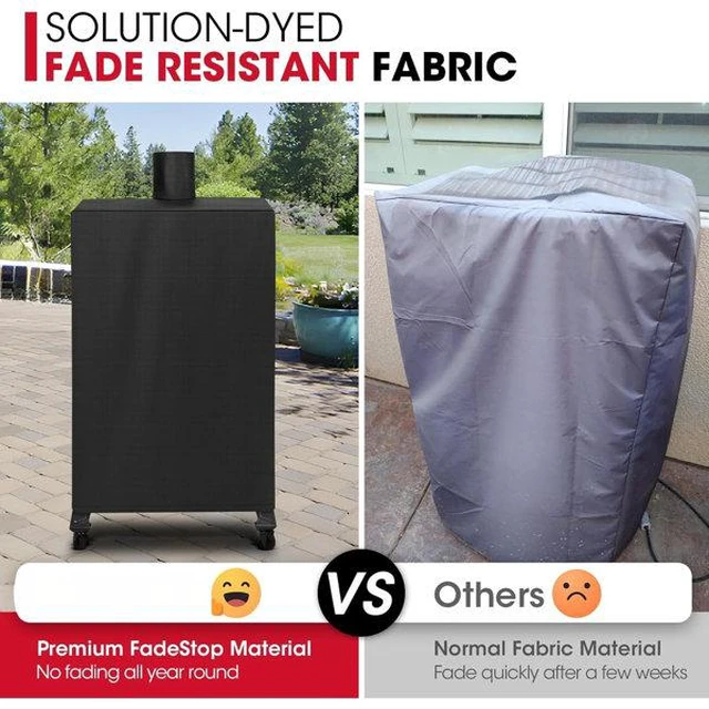 Alt view image 5 of 7 - Black Vertical Smoker Cover, HeavyDuty Oxford Fabric Outdoor Smoker Grill Protector with Chimney Cutout