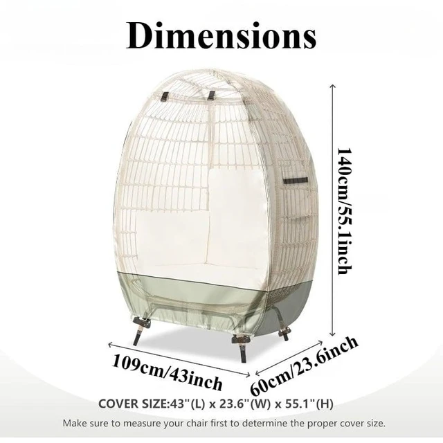 Alt view image 2 of 5 - Beige & Sage Green Egg Chair Cover, HeavyDuty Oxford Fabric Outdoor Freestanding Egg Wicker Chair Waterproof UVResistant Protector