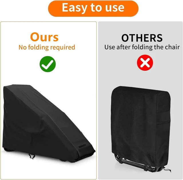 Alt view image 5 of 7 - Black Stackable Folding Chair Cover, HeavyDuty Oxford Fabric Waterproof UVResistant Outdoor Stacked Folding Lounge Chair Protector
