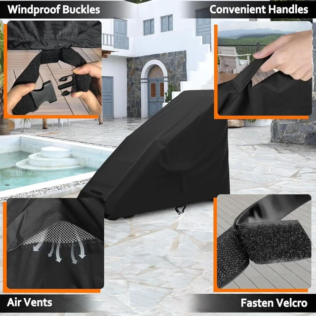 Alt view image 4 of 7 - Black Stackable Folding Chair Cover, HeavyDuty Oxford Fabric Waterproof UVResistant Outdoor Stacked Folding Lounge Chair Protector