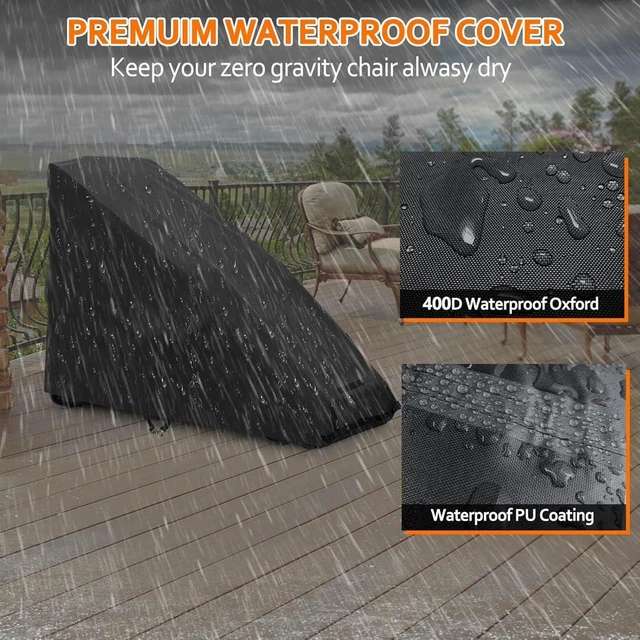 Alt view image 6 of 7 - Black Stackable Folding Chair Cover, HeavyDuty Oxford Fabric Waterproof UVResistant Outdoor Stacked Folding Lounge Chair Protector