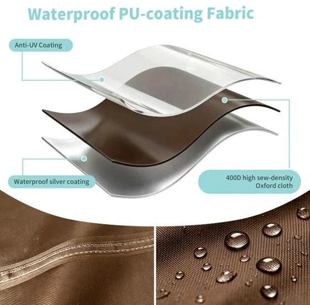 Alt view image 3 of 7 - Brown TwoTone Outdoor Rocking Chair Cover, Silver Coated Inner with Coffee NonWoven Layer Waterproof UVResistant Patio Rocker Protector with Side Storage Pocket