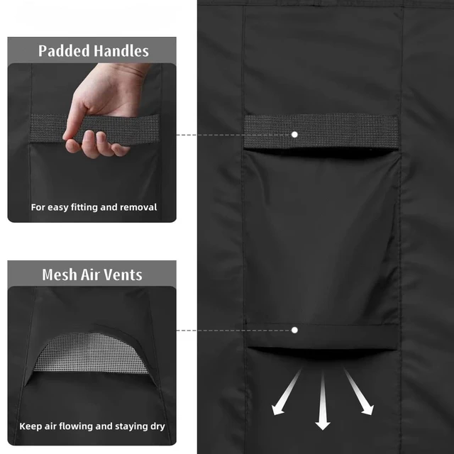 Alt view image 4 of 7 - Black Rectangle Patio Furniture Set Cover, HeavyDuty Oxford Fabric Waterproof UVResistant Outdoor Rectangular Sofa Table Chair Protector with Storage Pocket