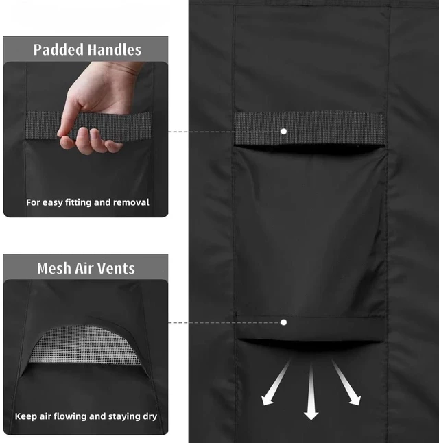 Alt view image 4 of 7 - Black Rectangle Patio Furniture Set Cover, HeavyDuty Oxford Fabric Waterproof UVResistant Outdoor Rectangular Sofa Table Chair Protector with Storage Pocket