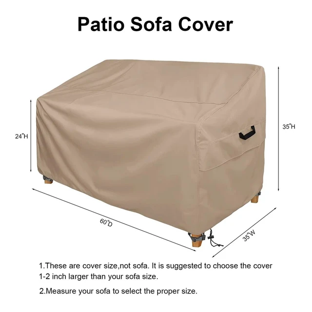 Alt view image 2 of 6 - Khaki Rectangle Patio Furniture Set Cover, HeavyDuty Oxford Fabric Waterproof UVResistant Outdoor Rectangular Sofa Table Chair Protector with Storage Pocket
