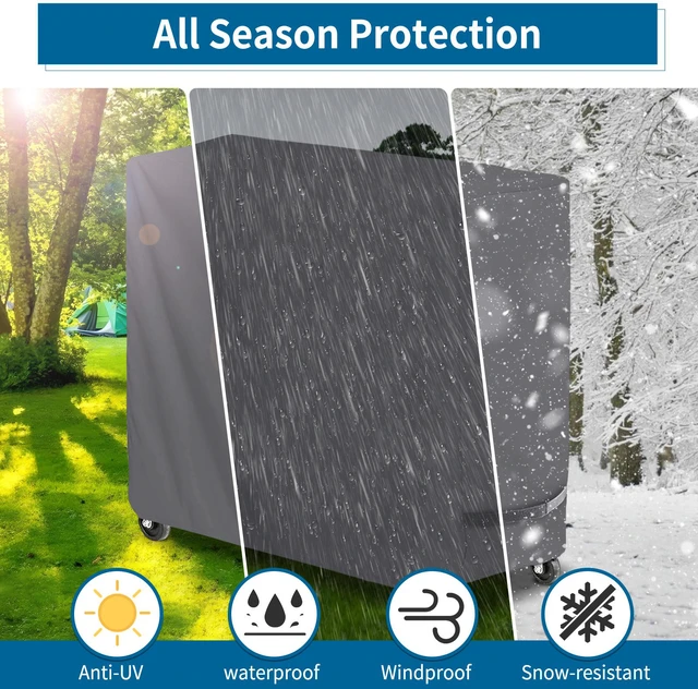Alt view image 4 of 7 - Grey Outdoor Cooler Cart Cover, HeavyDuty Oxford Fabric Waterproof UVResistant Patio Rolling Ice Cooler Protector with Fastening Straps