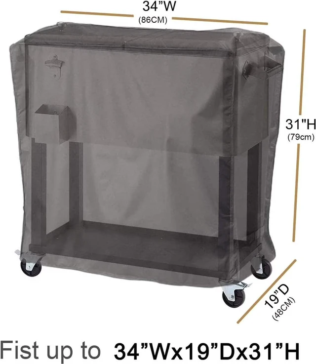 Alt view image 2 of 7 - Grey Outdoor Cooler Cart Cover, HeavyDuty Oxford Fabric Waterproof UVResistant Patio Rolling Ice Cooler Protector with Fastening Straps