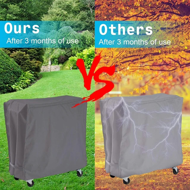 Alt view image 7 of 7 - Grey Outdoor Cooler Cart Cover, HeavyDuty Oxford Fabric Waterproof UVResistant Patio Rolling Ice Cooler Protector with Fastening Straps