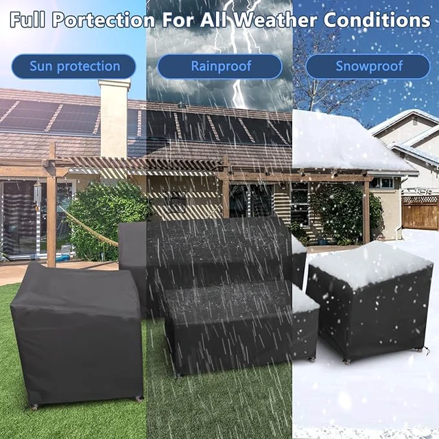 Alt view image 3 of 7 - Black Patio Furniture Cover 4Piece Set, HeavyDuty Oxford Fabric Waterproof UVResistant Outdoor Sofa Chair Ottoman Protector Set