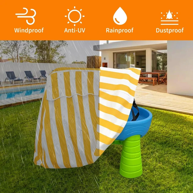 Alt view image 5 of 7 - AllWeather Outdoor Children Play Table Cover, Windproof Dustproof Patio Sand Water Activity Toy Table Protective Cover
