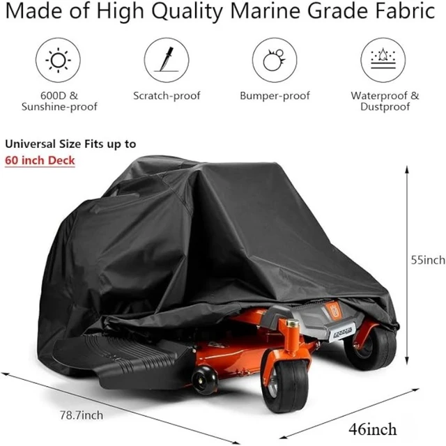 Alt view image 2 of 6 - Black Riding Mower Cover, All Weather Waterproof Outdoor Lawn Mower Protector