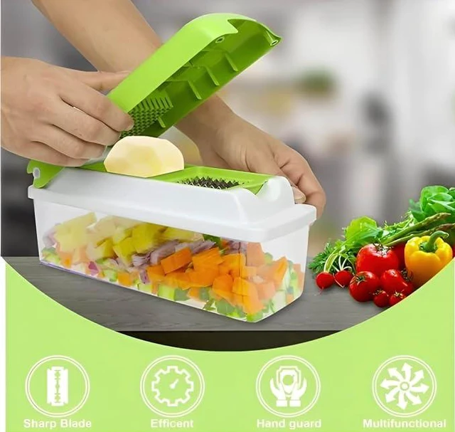 Alt view image 2 of 5 - 12 In 1 Vegetable Chopper, MultiFunction Food Cutter Slicer Dicer, Kitchen Veggie Grater Peeler with Unbreakable Storage Container