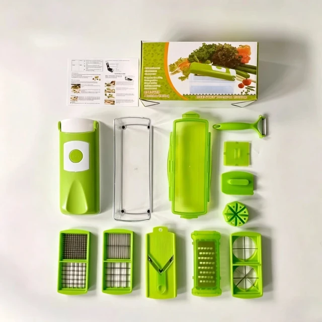 Alt view image 5 of 5 - 12 In 1 Vegetable Chopper, MultiFunction Food Cutter Slicer Dicer, Kitchen Veggie Grater Peeler with Unbreakable Storage Container
