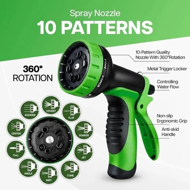 Alt view image 5 of 6 - Expandable Garden Hose Set, Flexible Water Hose with 8Function Spray Nozzle, Hose Hanger Storage Bag for Yard Watering Car Washing