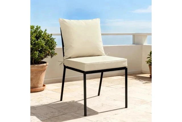 Alt view image 3 of 6 - Thick Outdoor Patio Chair Cushion Set, Square Seat Cushion and Back Pillow with Fastening Ties for Lawn Furniture