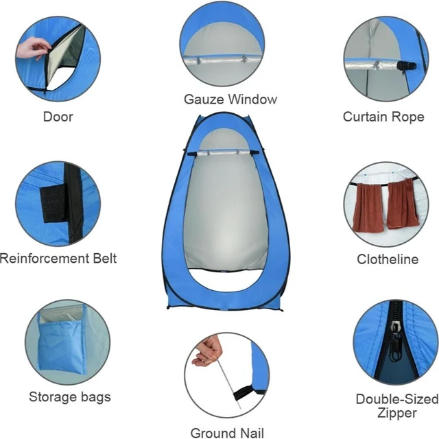 Alt view image 4 of 7 - Instant Pop Up Privacy Tent, Portable Foldable Outdoor Shower & Toilet Changing Room Shelter, Quick Setup Waterproof Tent for Camping Fishing Beach