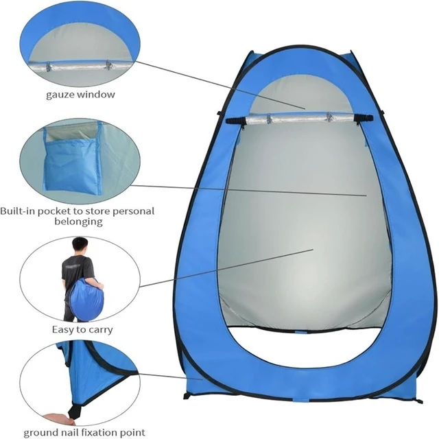Alt view image 6 of 7 - Instant Pop Up Privacy Tent, Portable Foldable Outdoor Shower & Toilet Changing Room Shelter, Quick Setup Waterproof Tent for Camping Fishing Beach