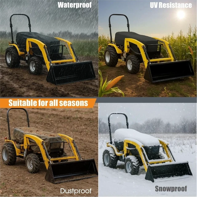 Alt view image 7 of 7 - 1pc Oxford Heavy Duty Tractor Cover, Waterproof Dustproof UV Protection Protector with Buckle, Compatible with Kubota John Deere Mahindra, 76"L x 24"W x 22"H