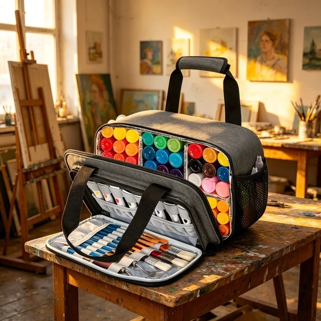 Alt view image 6 of 6 - Crayon Storage Bag, Portable Outdoor Sketching Brush Tool Kit, Art Painting Pigment Storage Case for Drawing & Art Supplies