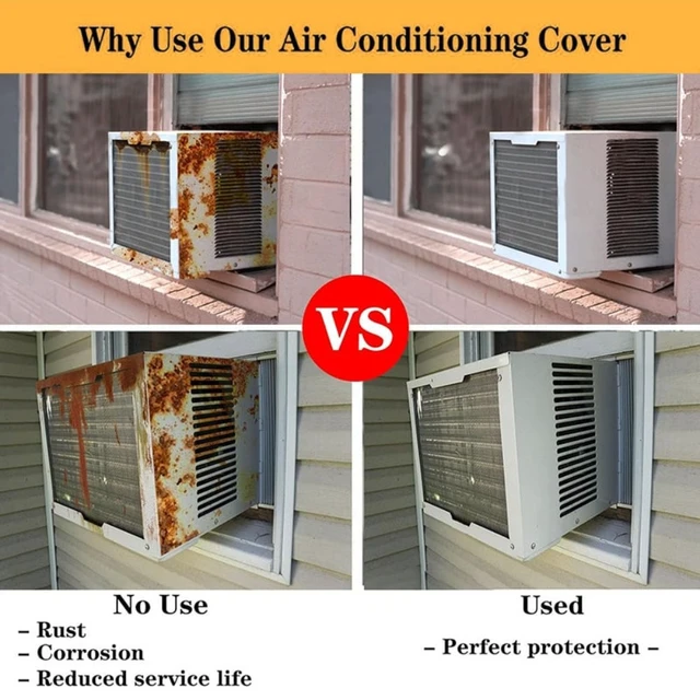 Alt view image 7 of 7 - 1pc Large Outdoor Window Air Conditioner Cover, Aluminum Foil AC Unit Cover, Easy Install, Rainproof Anti-Corrosion Protective Cover for Window Air Conditioner Outdoor Unit, 27.5x22.5x18.5inches
