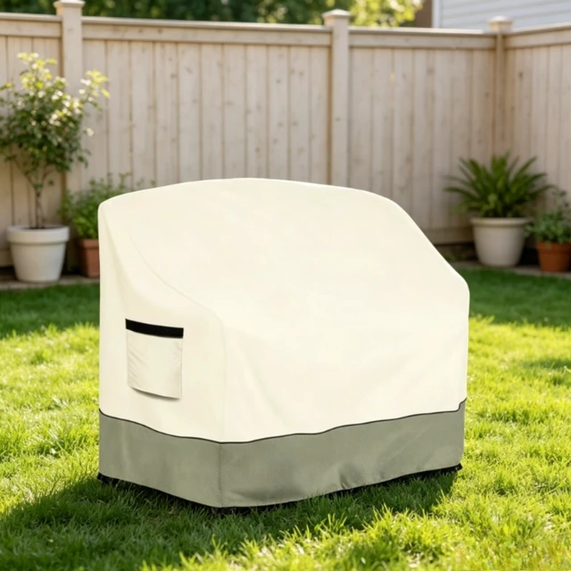 Alt view image 6 of 7 - Heavy-Duty Adirondack 2-Chair Set Cover, Windproof UV Resistant Outdoor Patio Furniture Cover with Air Vent, Secure Buckle Straps & Adjustable Toggle Drawstring, Padded Carry Handles for Backyard Lawn