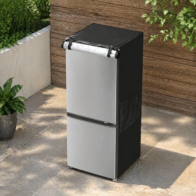 Alt view image 6 of 7 - Outdoor Patio Upright Freezer Cover, Waterproof Mini Refrigerator Protective Cover, Fits Most Compact Cubic Mini Freezer, Outdoor Fridge Cover
