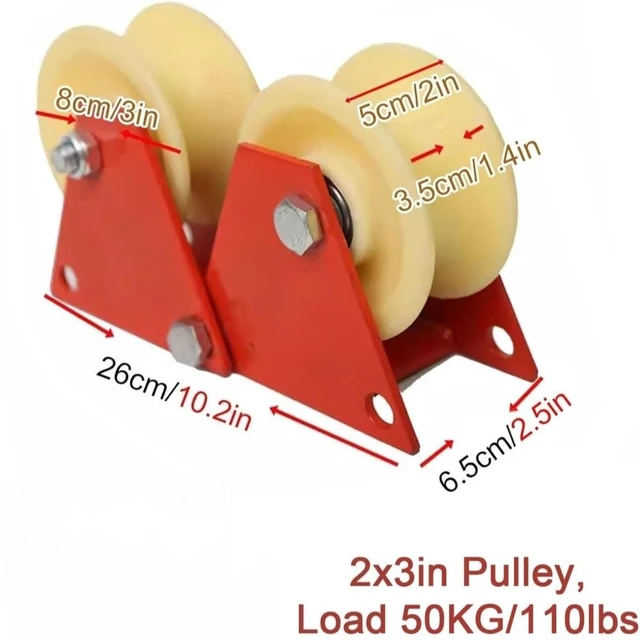 Alt view image 3 of 7 - 90 Degree Angle Groove Wheel Rope Retract Pulley, Foldable Labor-Saving Aerial Work Cable Roller Edge Retractor with Hooks, Heavy Duty Lifting Pulley System