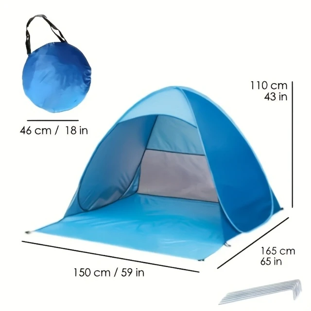 Alt view image 4 of 7 - Compact Durable Portable Pop-up Beach Tent, UPF 50+ UV Protection Sun Canopy Shelter, Equipped with 6 Ground Stakes, Perfect Holiday Gift for Beach, Camping & Outdoor Activities