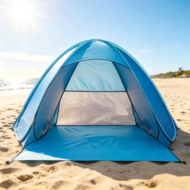 Alt view image 5 of 7 - Compact Durable Portable Pop-up Beach Tent, UPF 50+ UV Protection Sun Canopy Shelter, Equipped with 6 Ground Stakes, Perfect Holiday Gift for Beach, Camping & Outdoor Activities