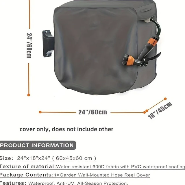 Alt view image 3 of 7 - Square Garden Hose Reel Cover, Wall Mount Retractable Hose Reel Protective Cover, Thickened Wear-resistant Outdoor Cover, Easy Install for Yard Garden Lawn
