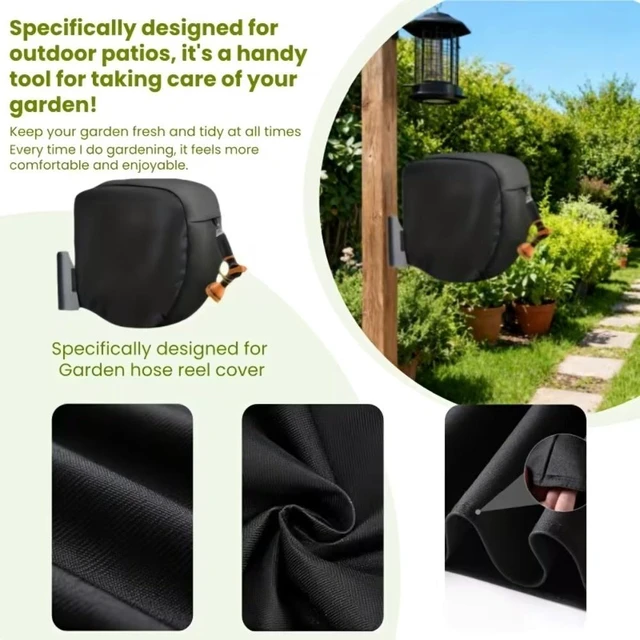 Alt view image 5 of 7 - Square Garden Hose Reel Cover, Wall Mount Retractable Hose Reel Protective Cover, Thickened Wear-resistant Outdoor Cover, Easy Install for Yard Garden Lawn