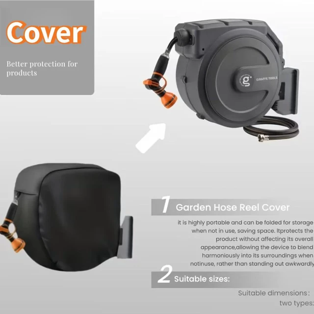 Alt view image 4 of 7 - Square Garden Hose Reel Cover, Wall Mount Retractable Hose Reel Protective Cover, Thickened Wear-resistant Outdoor Cover, Easy Install for Yard Garden Lawn